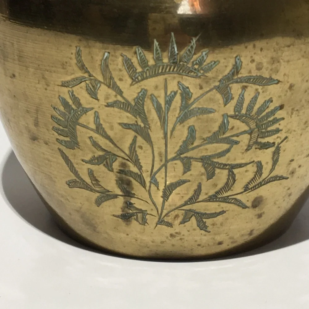 Small Carved Brass Vase